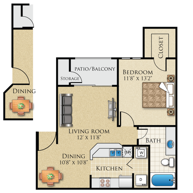 Plan A-2 1030 floor plan